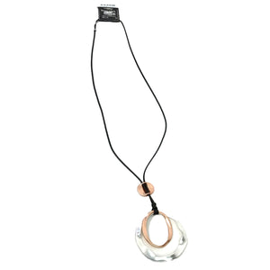 Twisted Circles Pendant Necklace, Rose Gold/Silver