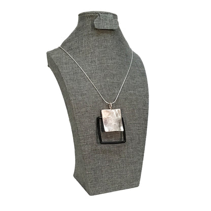 Double Square Pendant on Cord Necklace, Rose Gold