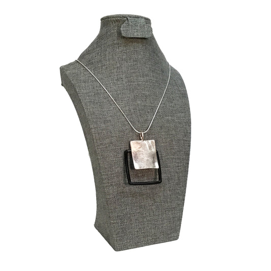 Double Square Pendant on Cord Necklace, Rose Gold