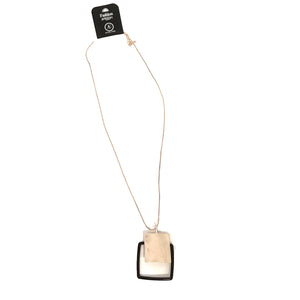 Double Square Pendant on Cord Necklace, Rose Gold