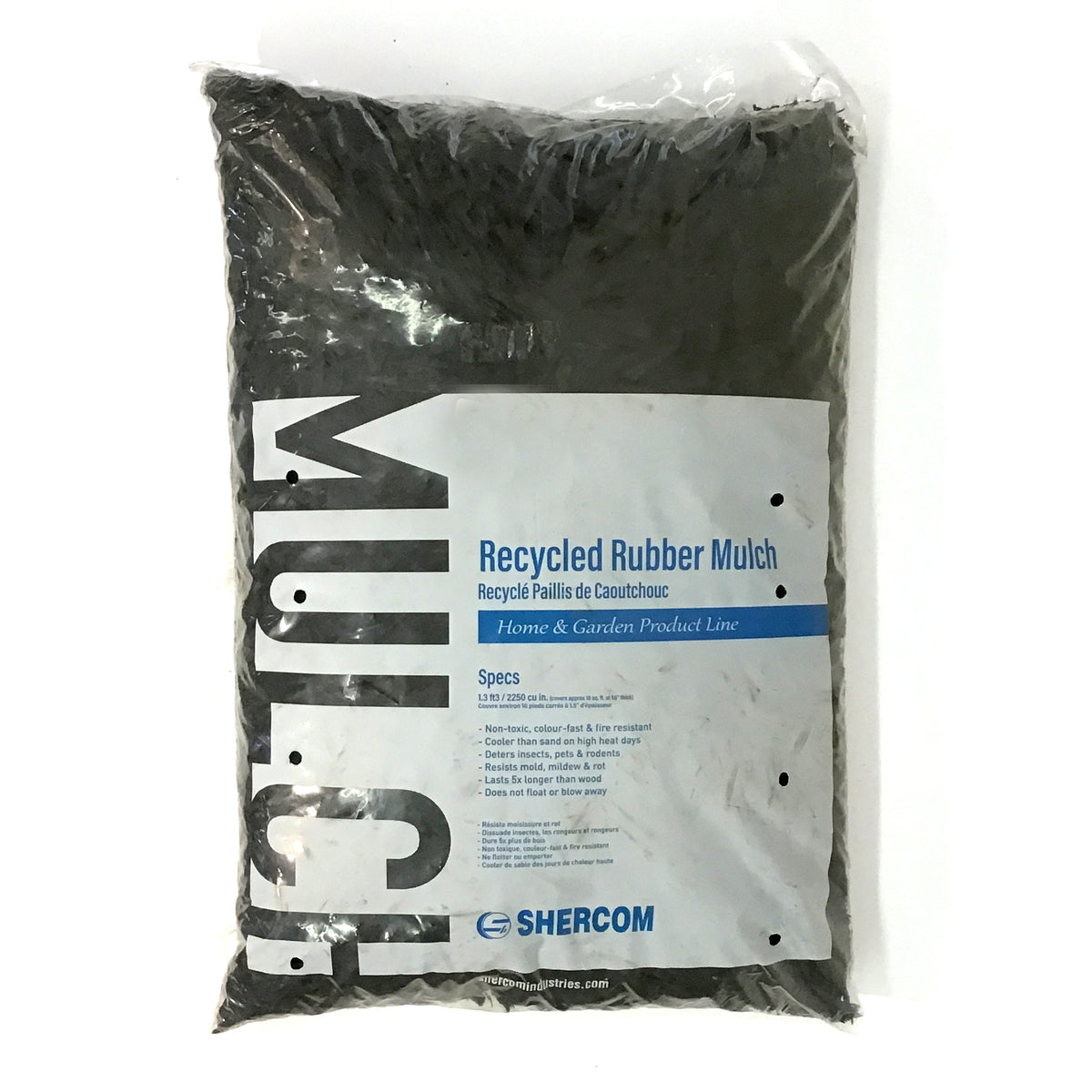 Rubber Mulch, Chipped, Black, 37L