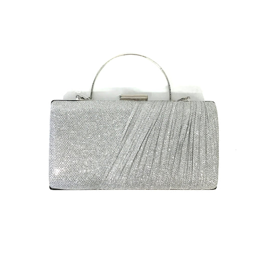 Maxine Hard Shell Evening Clutch, Silver