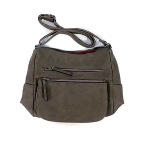Bria 2 Zipper Front Pocket Crossbody Bag, Grey