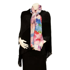 Darcey Ladies Fashion Floral Print Scarf, Purple