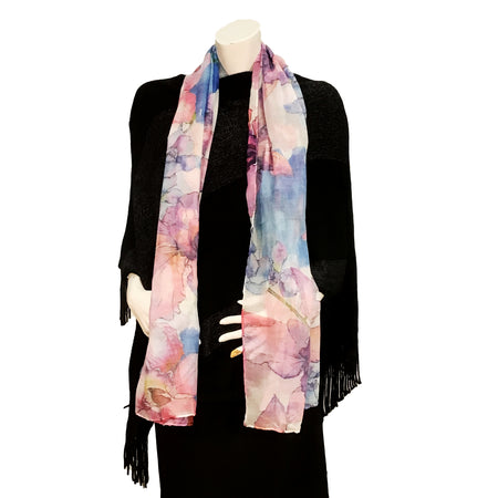 Darcey Ladies Fashion Floral Print Scarf, Purple