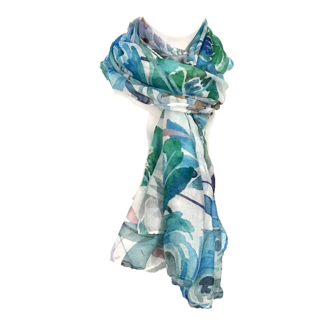 Darcey Ladies Fashion Rose Print Scarf, Blue