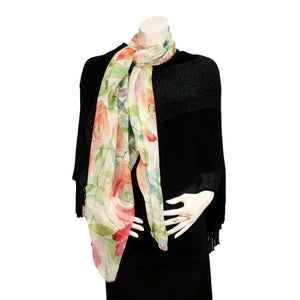 Darcey Ladies Fashion Rose Print Scarf, Pink