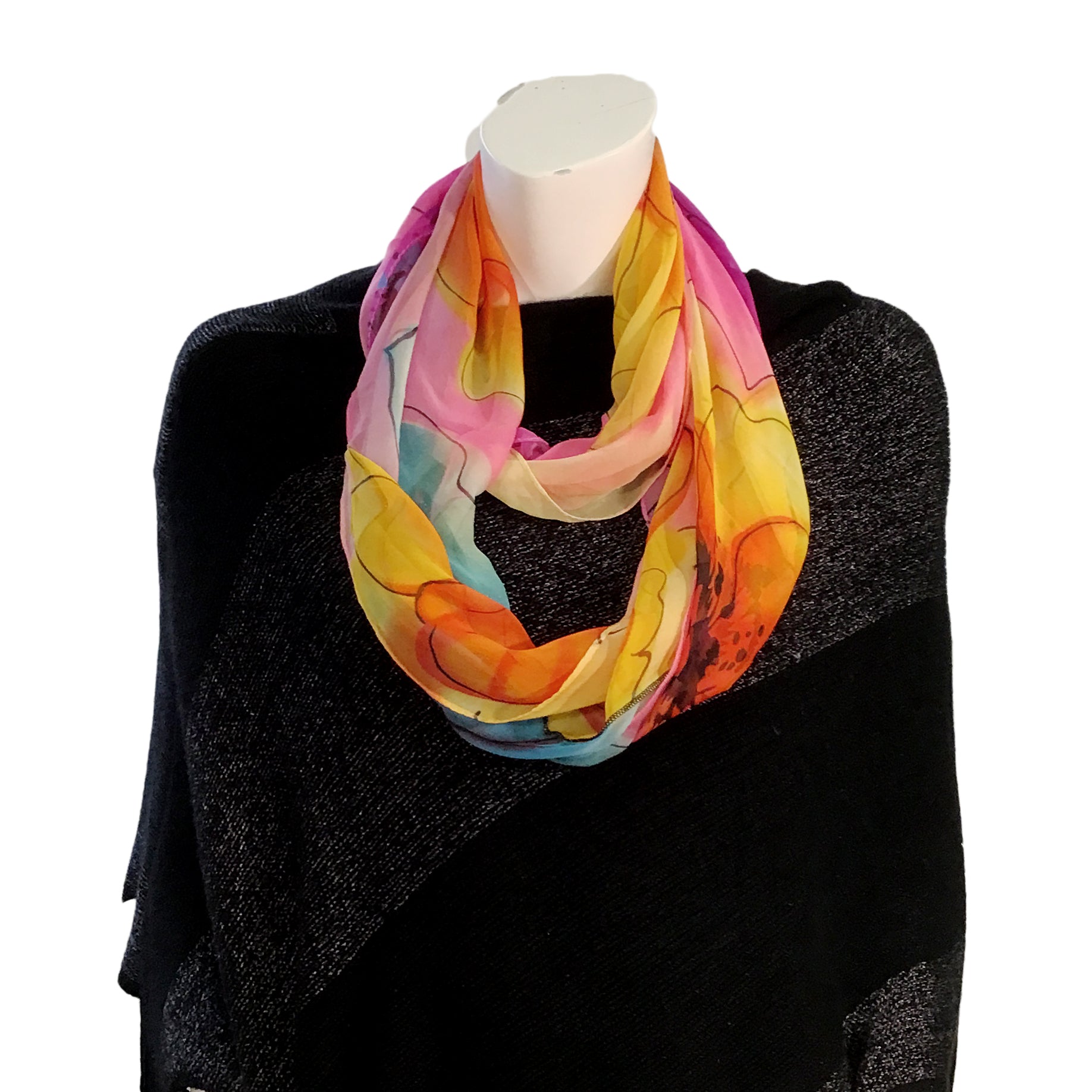 Chloe Ladies Fashion Infinity Scarf Floral Pink