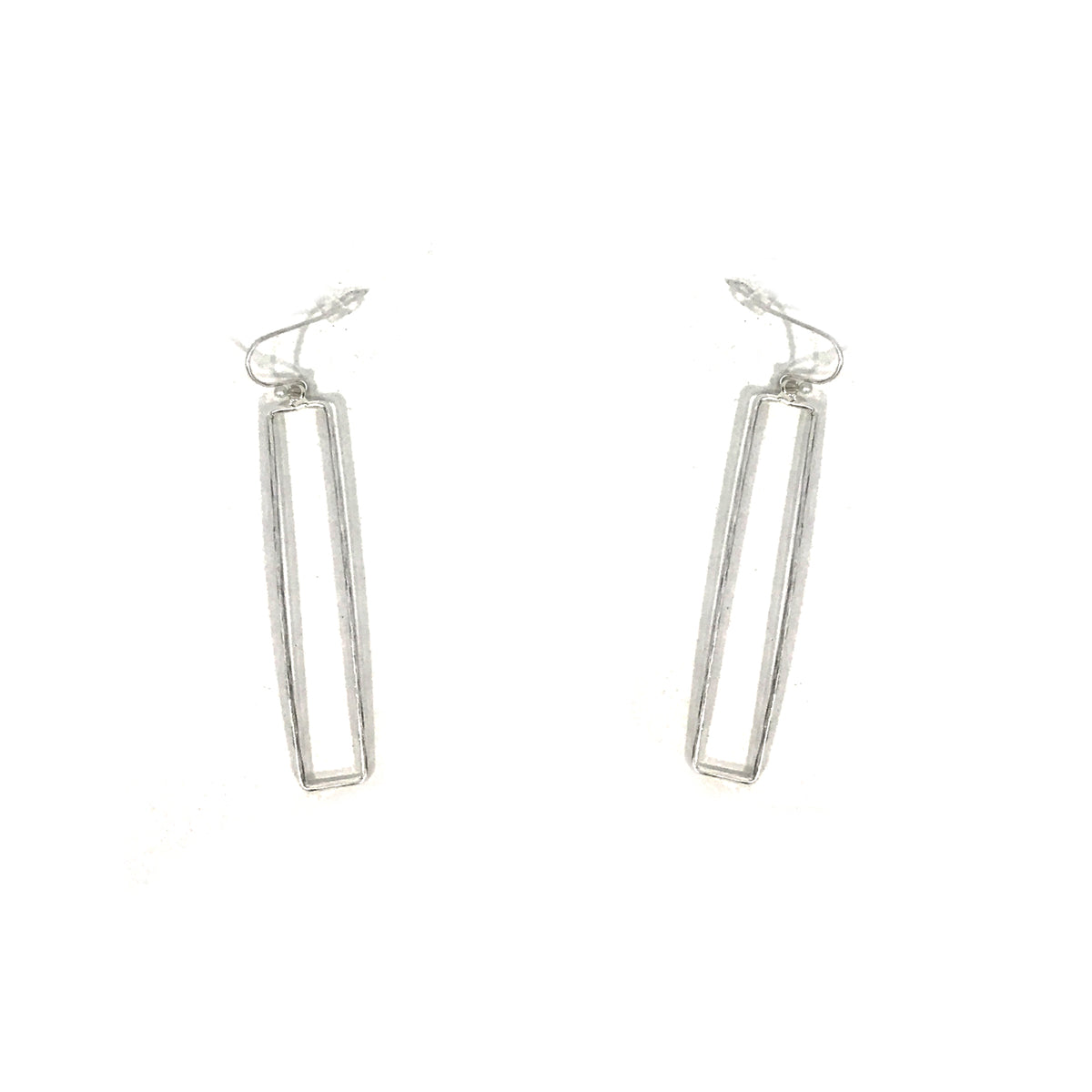Zoey Rectangle Drop Earrings, Silver