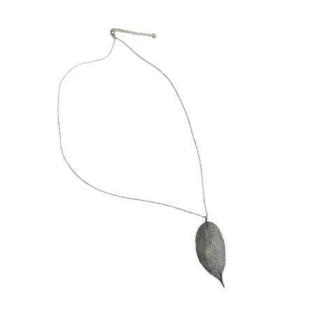 Atlanta Filigree Leaf Pendant Necklace, Charcoal