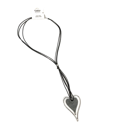 Sophia Enamel Heart on Cord Necklace, Grey, 32in