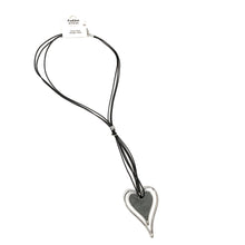 Load image into Gallery viewer, Sophia Enamel Heart on Cord Necklace, Grey, 32in
