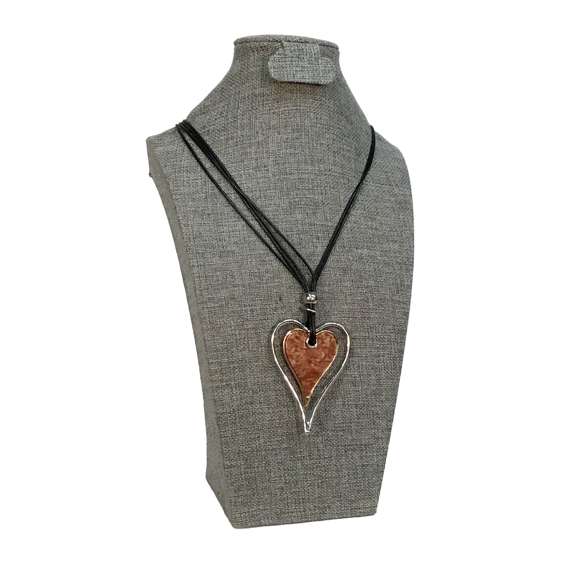 Sophia Enamel Heart on Cord Necklace, Coffee, 32in