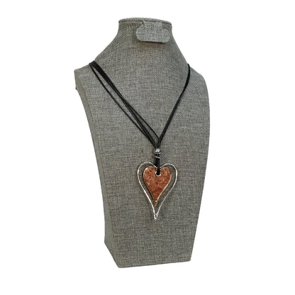 Sophia Enamel Heart on Cord Necklace, Coffee, 32in
