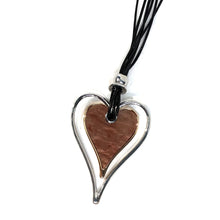 Load image into Gallery viewer, Sophia Enamel Heart on Cord Necklace, Coffee, 32in
