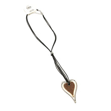 Load image into Gallery viewer, Sophia Enamel Heart on Cord Necklace, Coffee, 32in
