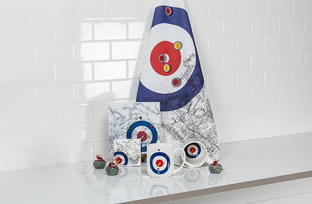 Curling with Map of Canada Cotton Tea Towel