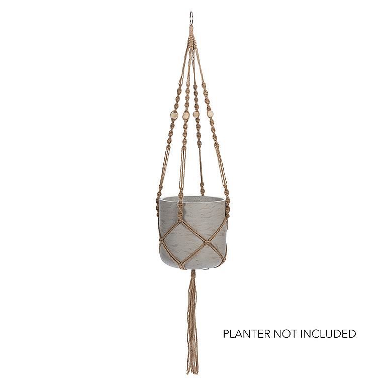 Jute Macrame Plant Hanger with Tail, 42in