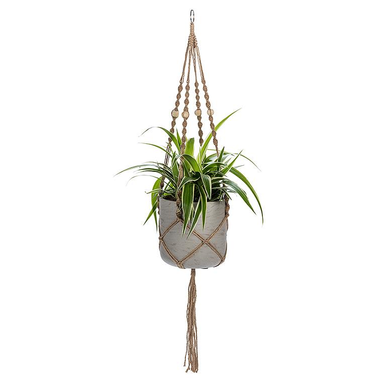 Jute Macrame Plant Hanger with Tail, 42in