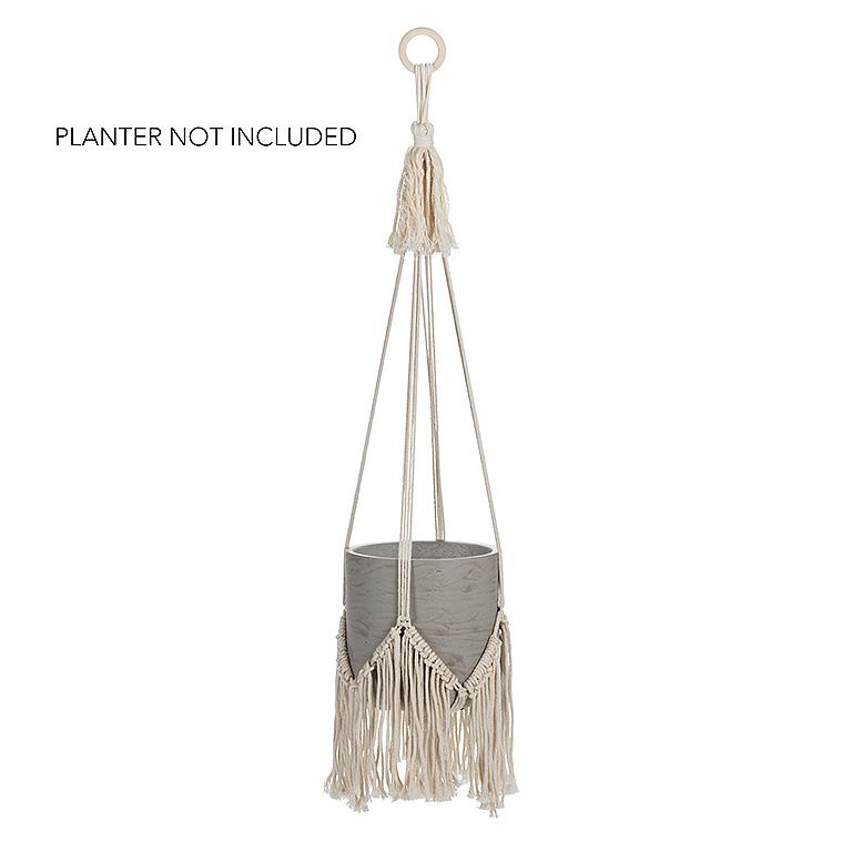 Cotton Macrame Plant Hanger with Fringe, 40in