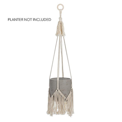 Cotton Macrame Plant Hanger with Fringe, 40in