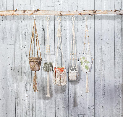 Cotton Macrame Plant Hanger with Fringe, 40in