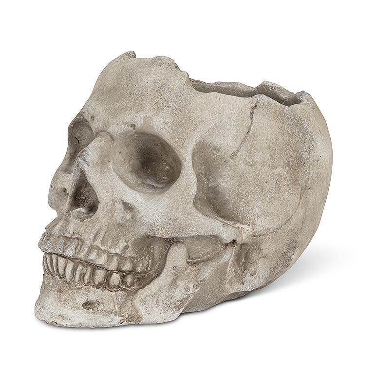 Large Cracked Skull Cement Planter