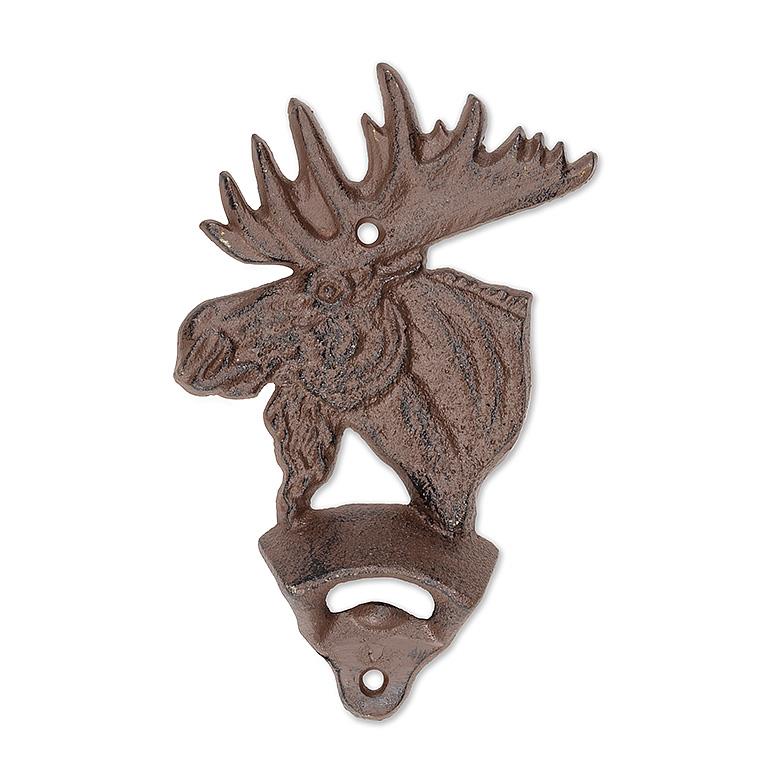 Moose Head Cast Iron Wall Bottle Opener