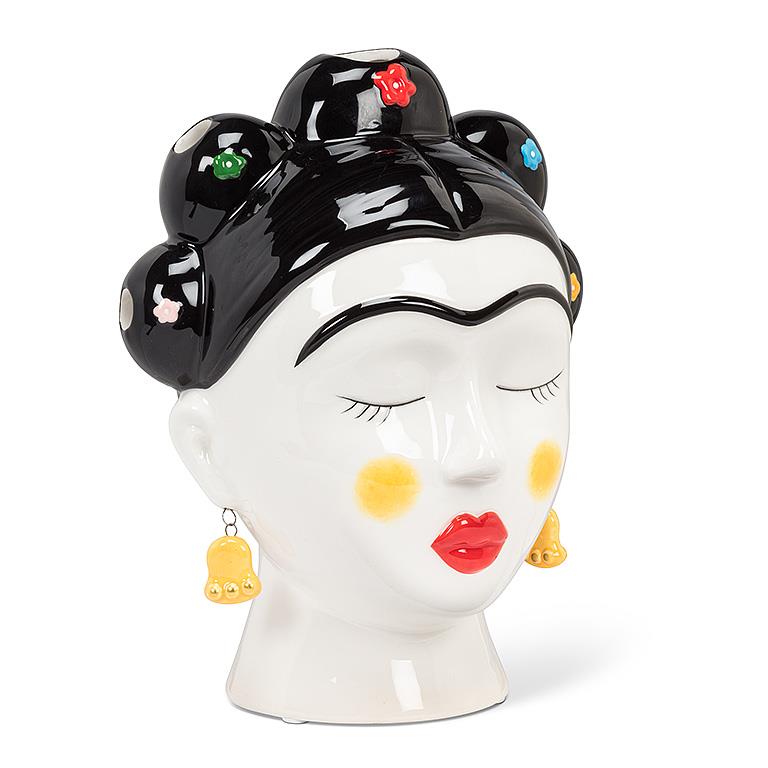 Frida Ceramic Vase, Eyes Closed, 9in