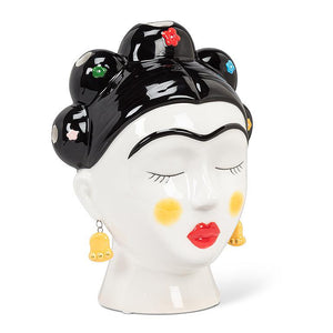 Frida Ceramic Vase, Eyes Closed, 9in