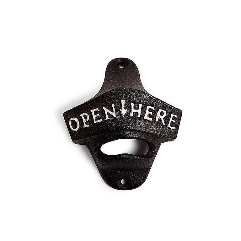 Open Here Cast Iron Wall Bottle Opener