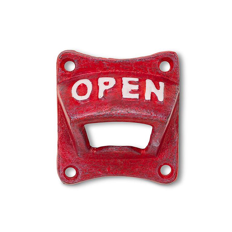 Cast Iron Red 'OPEN' Wall Bottle Opener