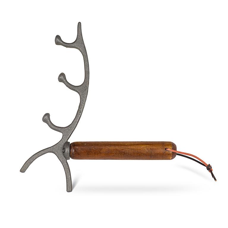 Cast Iron BBQ Lid Opener with Wood Handle, Antler