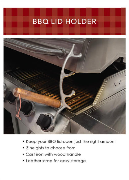 Cast Iron BBQ Lid Opener with Wood Handle, Antler