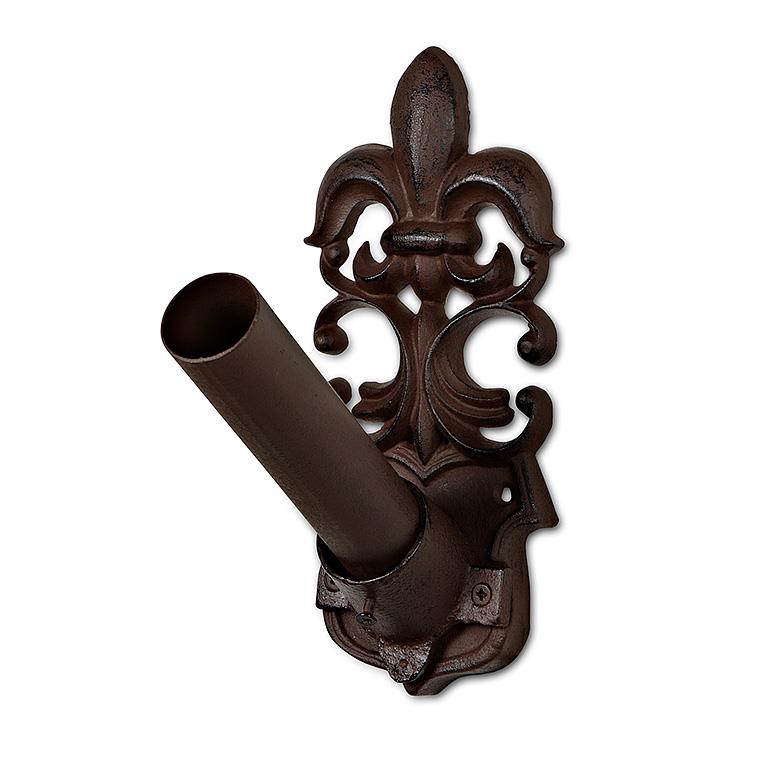 Cast Iron Fleur de Lis Flag Bracket, 11in