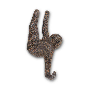 Cast Iron Hanging Sloth Wall Hook, 6in