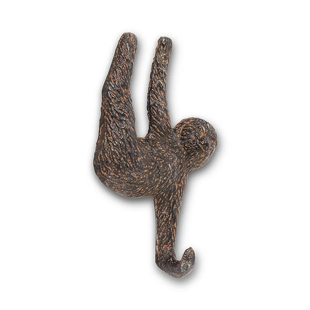 Cast Iron Hanging Sloth Wall Hook, 6in