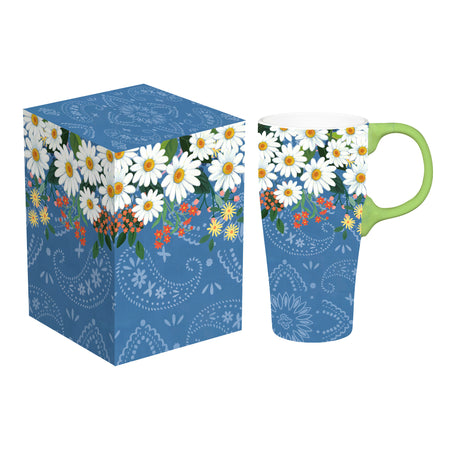 Paisley Daisy Ceramic Mug w/Box, 16oz
