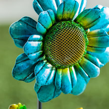Load image into Gallery viewer, Solar Metal Flower Garden Stake, Blue/Green, 36in

