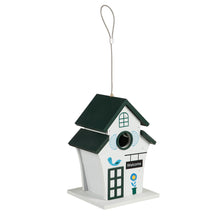 Load image into Gallery viewer, Wood Tiered Roof Birdhouse, Green &amp; White
