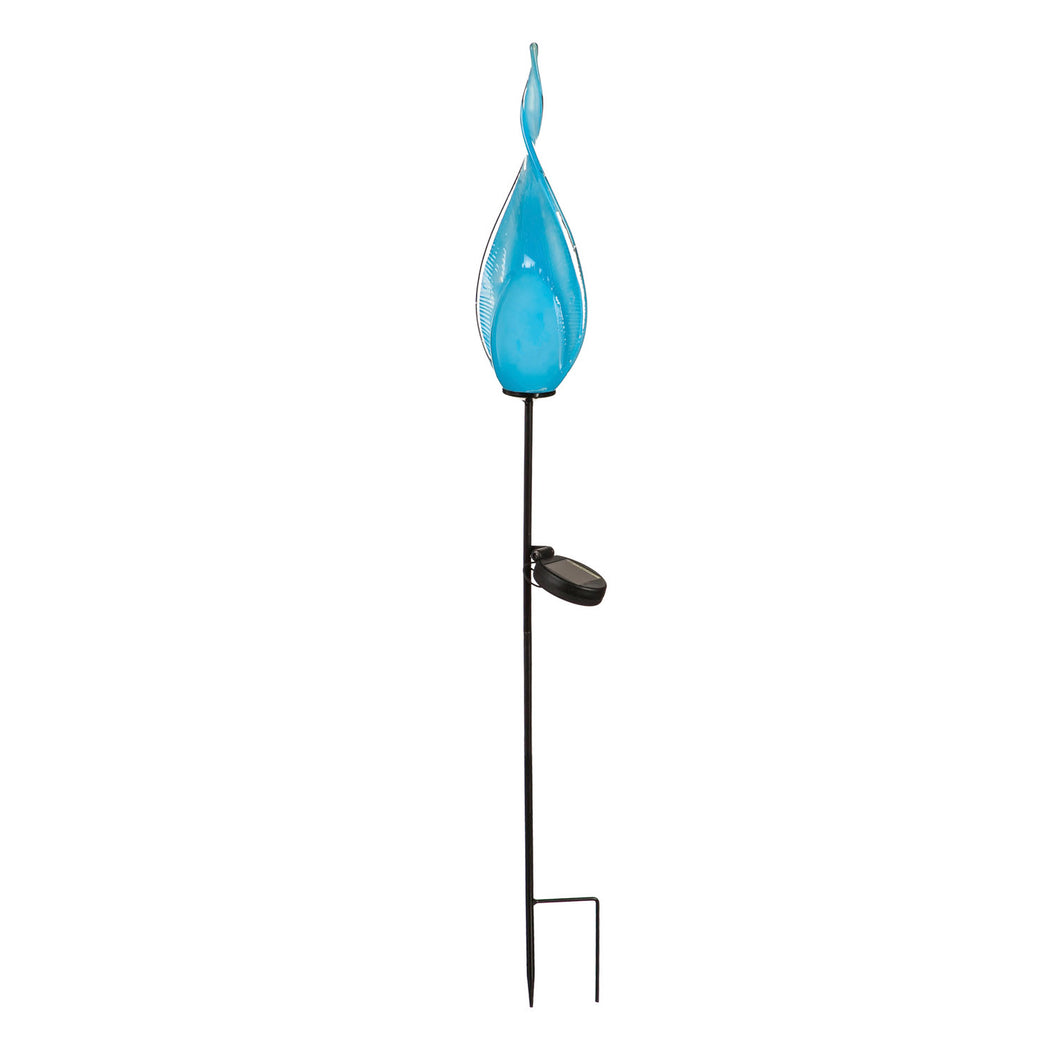 Solar Twist Art Glass Garden Stake, Blue, 36in