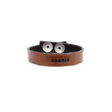 Load image into Gallery viewer, Engraved Leather Cuff Bracelet, Badass
