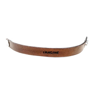 Engraved Leather Cuff Bracelet, Imagine