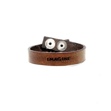 Load image into Gallery viewer, Engraved Leather Cuff Bracelet, Imagine

