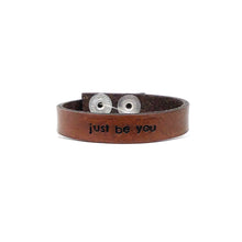 Load image into Gallery viewer, Engraved Leather Cuff Bracelet, Just Be You
