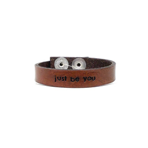 Engraved Leather Cuff Bracelet, Just Be You