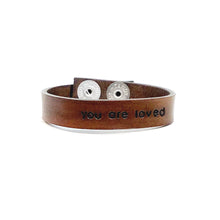 Load image into Gallery viewer, Engraved Leather Cuff Bracelet, You Are Loved
