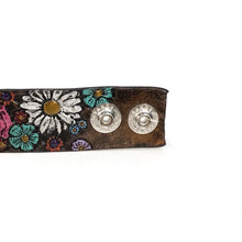 Load image into Gallery viewer, Stamped Leather Floral Cuff Bracelet, 1in Wide
