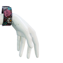 Load image into Gallery viewer, Stamped Leather Floral Cuff Bracelet, 1in Wide
