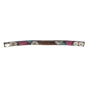 Leather Floral Cuff Bracelet, You Are Loved
